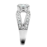 3W1348 - Rhodium Brass Ring with AAA Grade CZ  in Clear - Alamode
