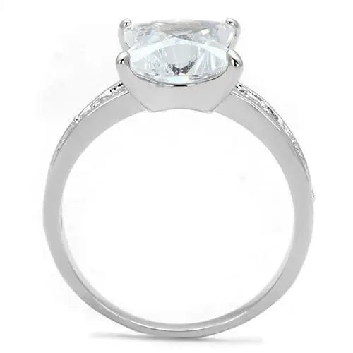3w1349 - Rhodium Brass Ring with AAA Grade CZ in Clear - Alamode - Flyclothing LLC