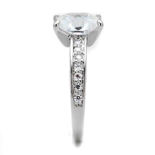 3w1349 - Rhodium Brass Ring with AAA Grade CZ in Clear - Alamode - Flyclothing LLC