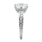 3w1349 - Rhodium Brass Ring with AAA Grade CZ  in Clear