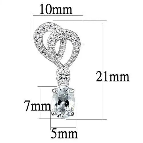 3W1355 - Rhodium Brass Earrings with AAA Grade CZ in Clear - Alamode - Flyclothing LLC