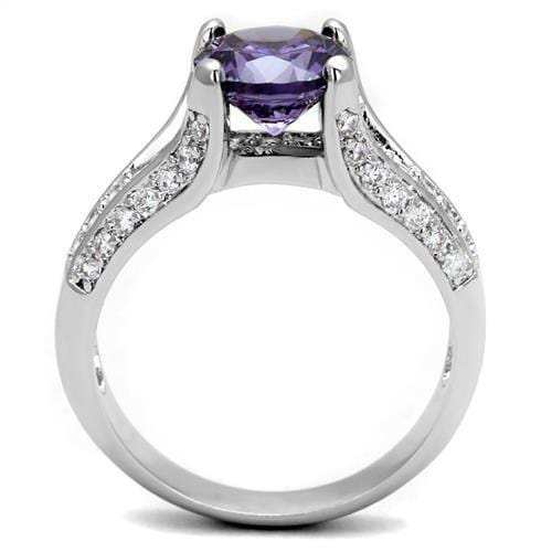 3W1359 - Rhodium Brass Ring with AAA Grade CZ in Amethyst - Alamode - Flyclothing LLC