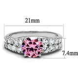 3W1361 - Rhodium Brass Ring with AAA Grade CZ  in Rose - Alamode