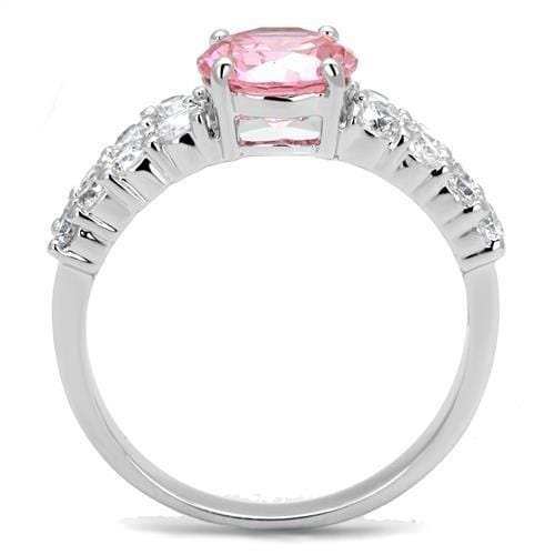 3W1361 - Rhodium Brass Ring with AAA Grade CZ in Rose - Alamode - Flyclothing LLC