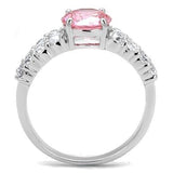 3W1361 - Rhodium Brass Ring with AAA Grade CZ  in Rose - Alamode