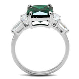 3W1363 - Rhodium Brass Ring with Synthetic Spinel in Emerald - Alamode