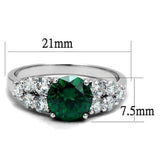 3W1364 - Rhodium Brass Ring with Synthetic Spinel in Emerald - Alamode
