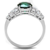 3W1364 - Rhodium Brass Ring with Synthetic Spinel in Emerald - Alamode - Flyclothing LLC