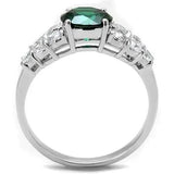 3W1364 - Rhodium Brass Ring with Synthetic Spinel in Emerald - Alamode