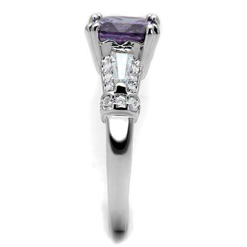 3W1365 - Rhodium Brass Ring with AAA Grade CZ in Amethyst - Alamode - Flyclothing LLC
