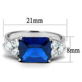 3W1367 - Rhodium Brass Ring with Synthetic Spinel in London Blue - Alamode - Flyclothing LLC