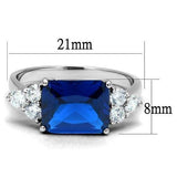 3W1367 - Rhodium Brass Ring with Synthetic Spinel in London Blue - Alamode