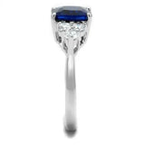 3W1367 - Rhodium Brass Ring with Synthetic Spinel in London Blue - Alamode - Flyclothing LLC
