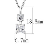 3W1374 - Rhodium 925 Sterling Silver Chain Pendant with AAA Grade CZ  in Clear - Alamode
