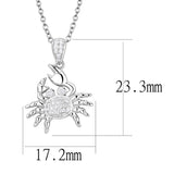 3W1377 - Rhodium 925 Sterling Silver Chain Pendant with AAA Grade CZ  in Clear - Alamode