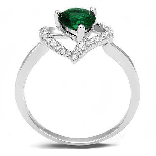 3W1384 - Rhodium 925 Sterling Silver Ring with Synthetic Synthetic Glass in Blue Zircon - Alamode - Flyclothing LLC