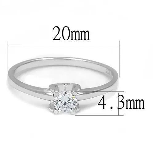 3W1385 - Rhodium 925 Sterling Silver Ring with AAA Grade CZ in Clear - Alamode - Flyclothing LLC