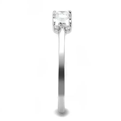 3W1385 - Rhodium 925 Sterling Silver Ring with AAA Grade CZ in Clear - Alamode - Flyclothing LLC