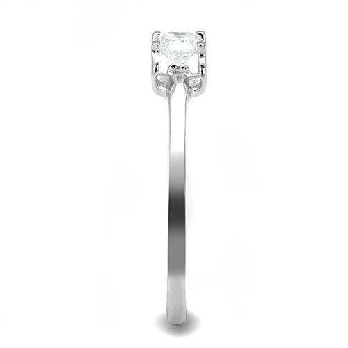 3W1385 - Rhodium 925 Sterling Silver Ring with AAA Grade CZ in Clear - Alamode - Flyclothing LLC