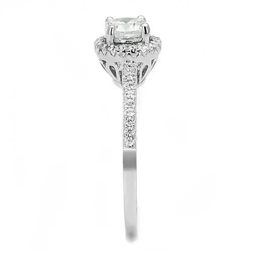 3W1386 - Rhodium 925 Sterling Silver Ring with AAA Grade CZ in Clear - Alamode - Flyclothing LLC