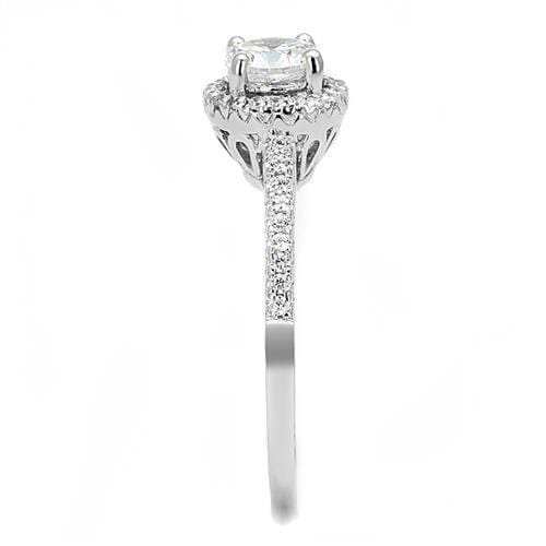 3W1386 - Rhodium 925 Sterling Silver Ring with AAA Grade CZ in Clear - Alamode - Flyclothing LLC