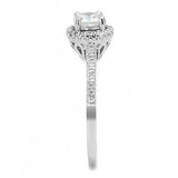 3W1386 - Rhodium 925 Sterling Silver Ring with AAA Grade CZ  in Clear - Alamode