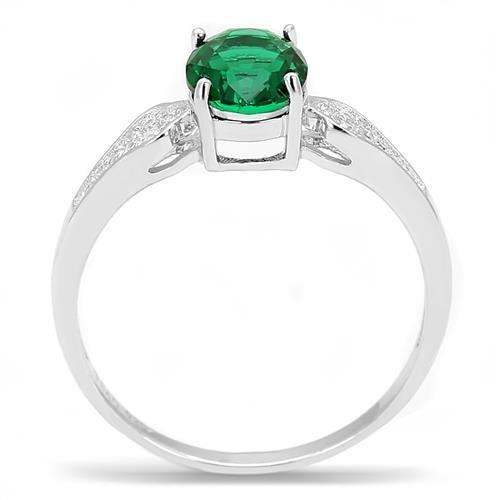 3W1387 - Rhodium 925 Sterling Silver Ring with Synthetic Synthetic Glass in Blue Zircon - Alamode - Flyclothing LLC
