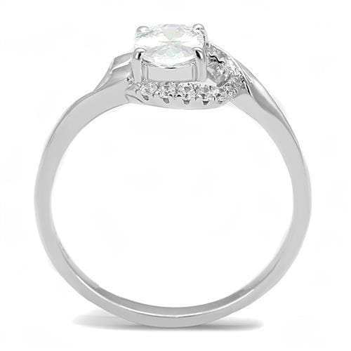 3W1388 - Rhodium 925 Sterling Silver Ring with AAA Grade CZ in Clear - Alamode - Flyclothing LLC