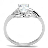 3W1388 - Rhodium 925 Sterling Silver Ring with AAA Grade CZ  in Clear - Alamode