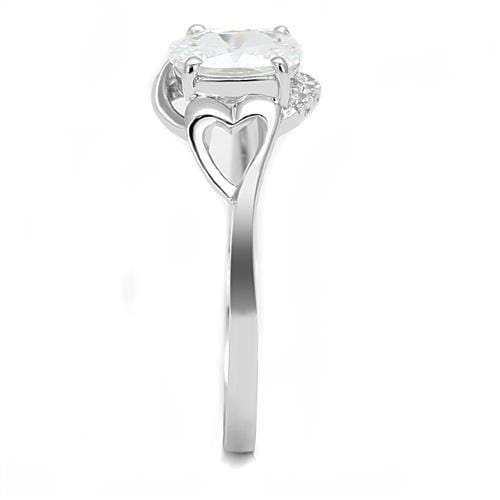 3W1388 - Rhodium 925 Sterling Silver Ring with AAA Grade CZ in Clear - Alamode - Flyclothing LLC