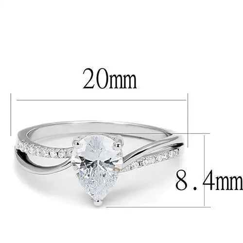 3W1389 - Rhodium 925 Sterling Silver Ring with AAA Grade CZ in Clear - Alamode - Flyclothing LLC