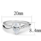 3W1389 - Rhodium 925 Sterling Silver Ring with AAA Grade CZ  in Clear