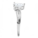 3W1389 - Rhodium 925 Sterling Silver Ring with AAA Grade CZ  in Clear - Alamode