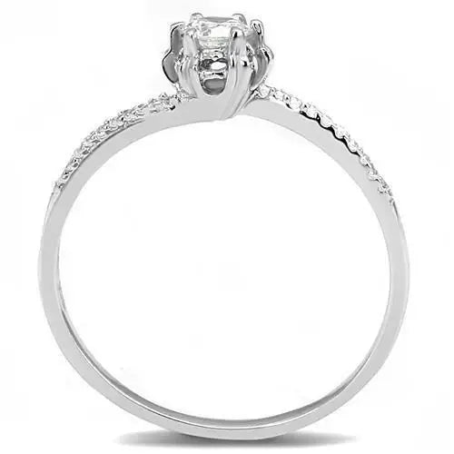 3W1392 - Rhodium 925 Sterling Silver Ring with AAA Grade CZ in Clear - Alamode - Flyclothing LLC