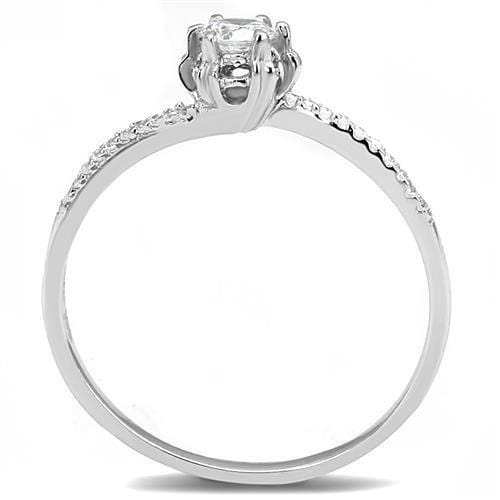 3W1392 - Rhodium 925 Sterling Silver Ring with AAA Grade CZ in Clear - Alamode - Flyclothing LLC
