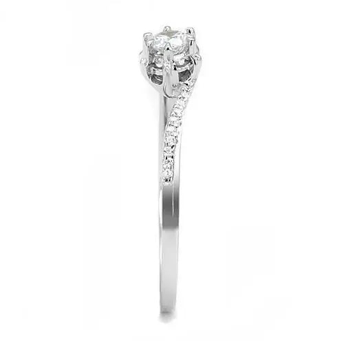 3W1392 - Rhodium 925 Sterling Silver Ring with AAA Grade CZ in Clear - Alamode - Flyclothing LLC