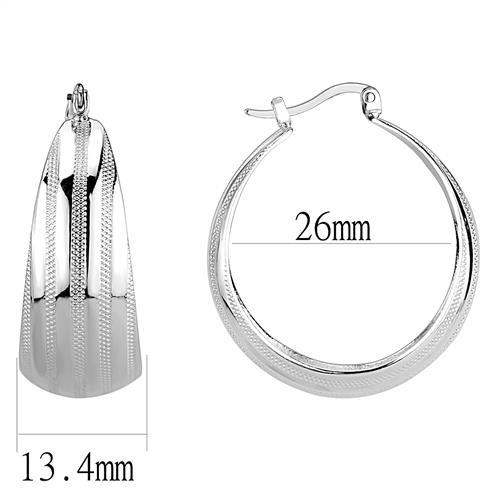 3W1396 - Rhodium Brass Earrings with No Stone - Alamode - Flyclothing LLC