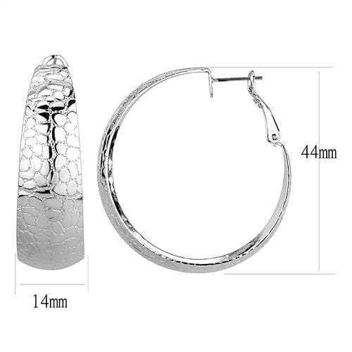 3W1397 - Rhodium Brass Earrings with No Stone - Alamode - Flyclothing LLC