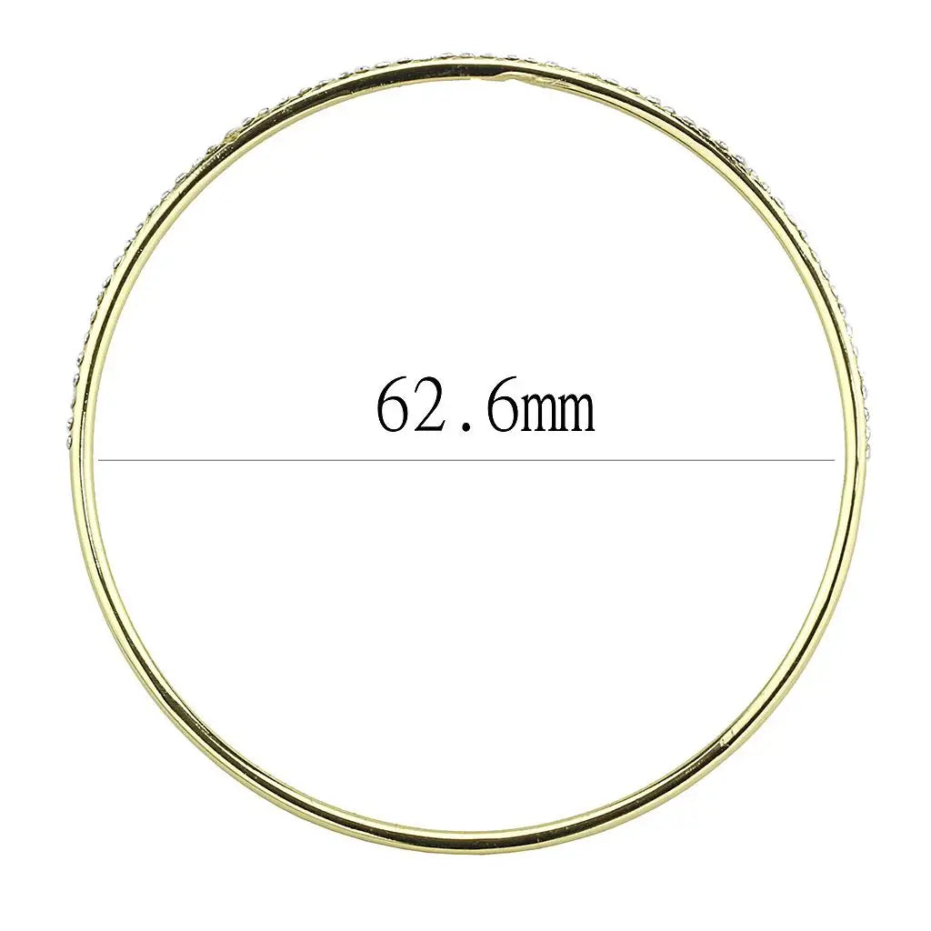 3W1406 - Gold Brass Bangle with Top Grade Crystal in Clear - Alamode - Flyclothing LLC