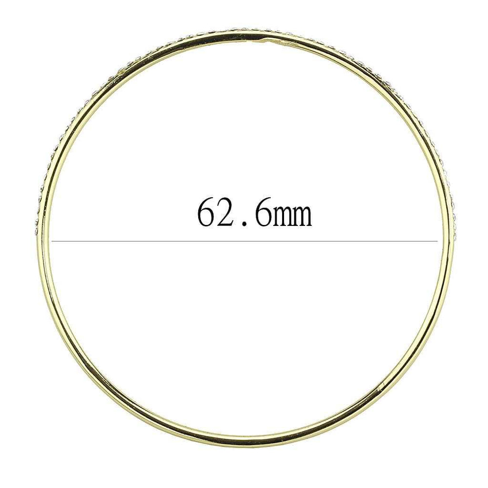 3W1406 - Gold Brass Bangle with Top Grade Crystal in Clear - Alamode - Flyclothing LLC