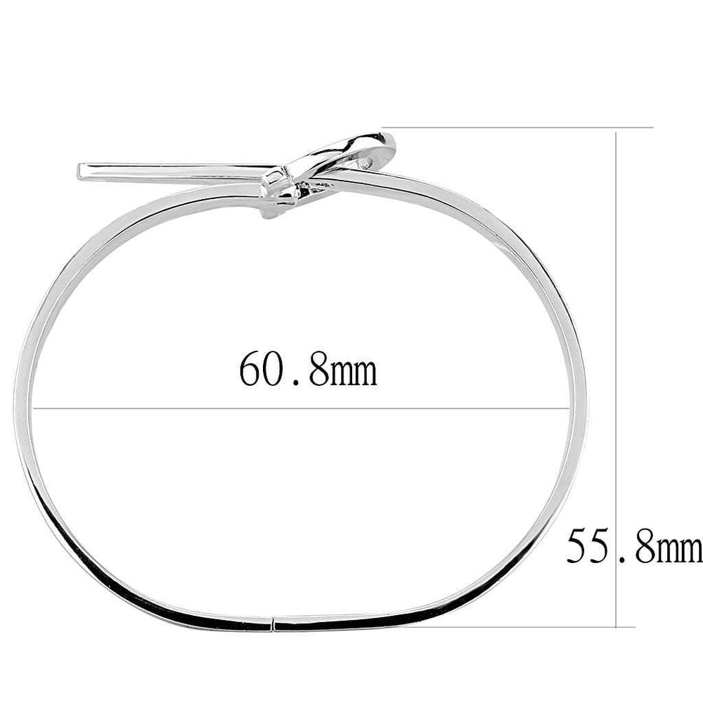 3W1409 - Rhodium Brass Bangle with No Stone - Alamode - Flyclothing LLC