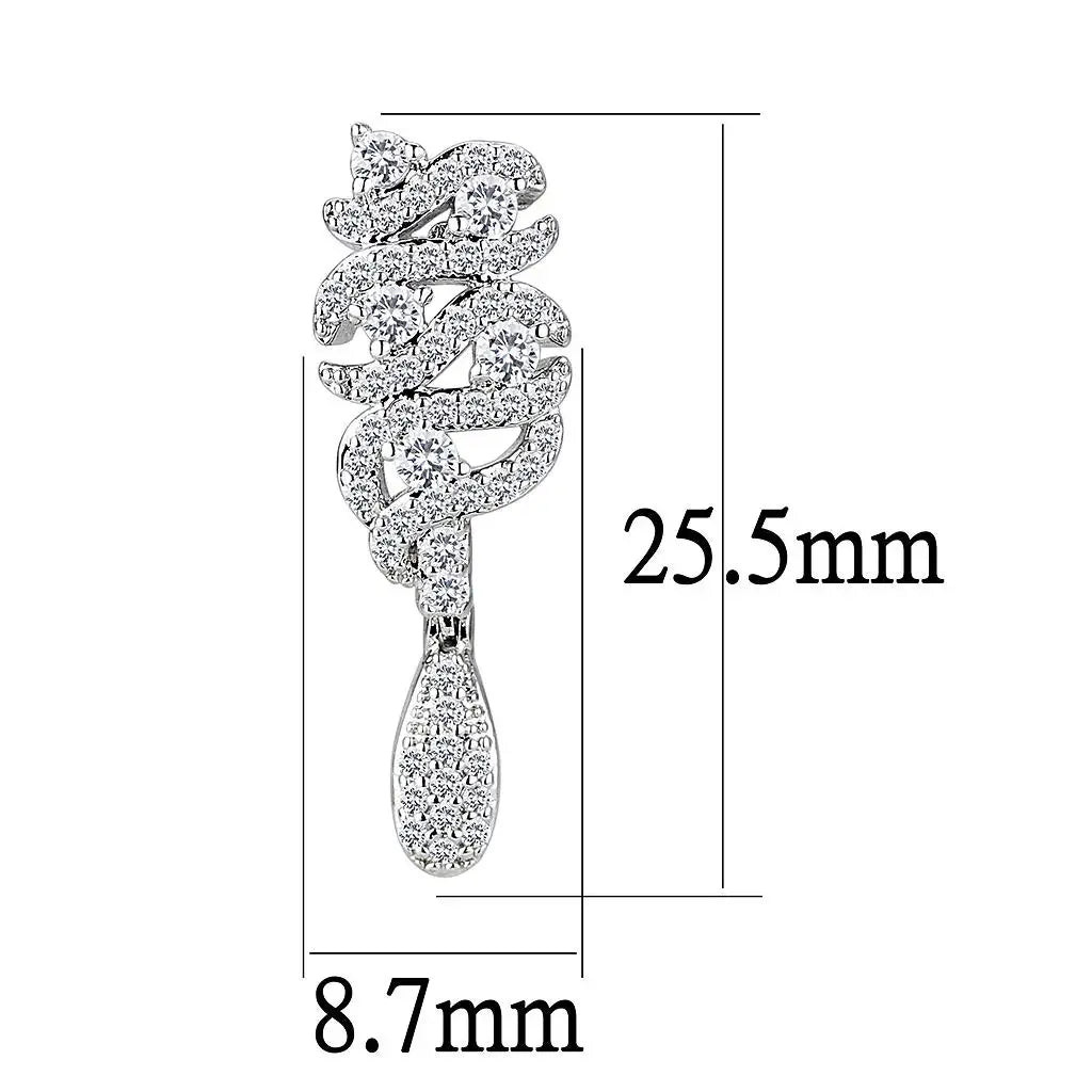 3W1413 - Rhodium Brass Jewelry Sets with AAA Grade CZ in Clear - Alamode - Flyclothing LLC