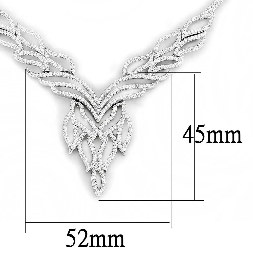 3W1418 - Rhodium Brass Jewelry Sets with AAA Grade CZ in Clear - Alamode - Flyclothing LLC