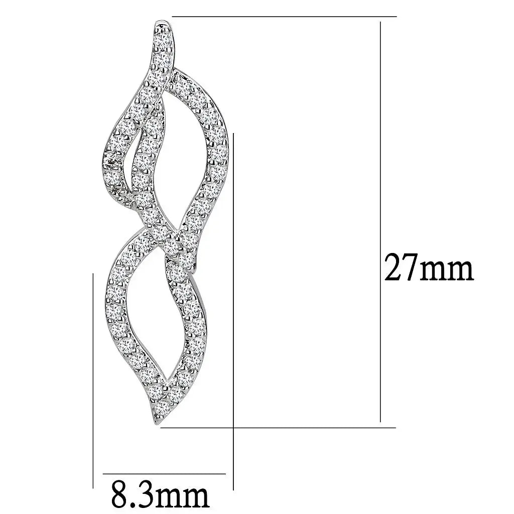 3W1418 - Rhodium Brass Jewelry Sets with AAA Grade CZ in Clear - Alamode - Flyclothing LLC
