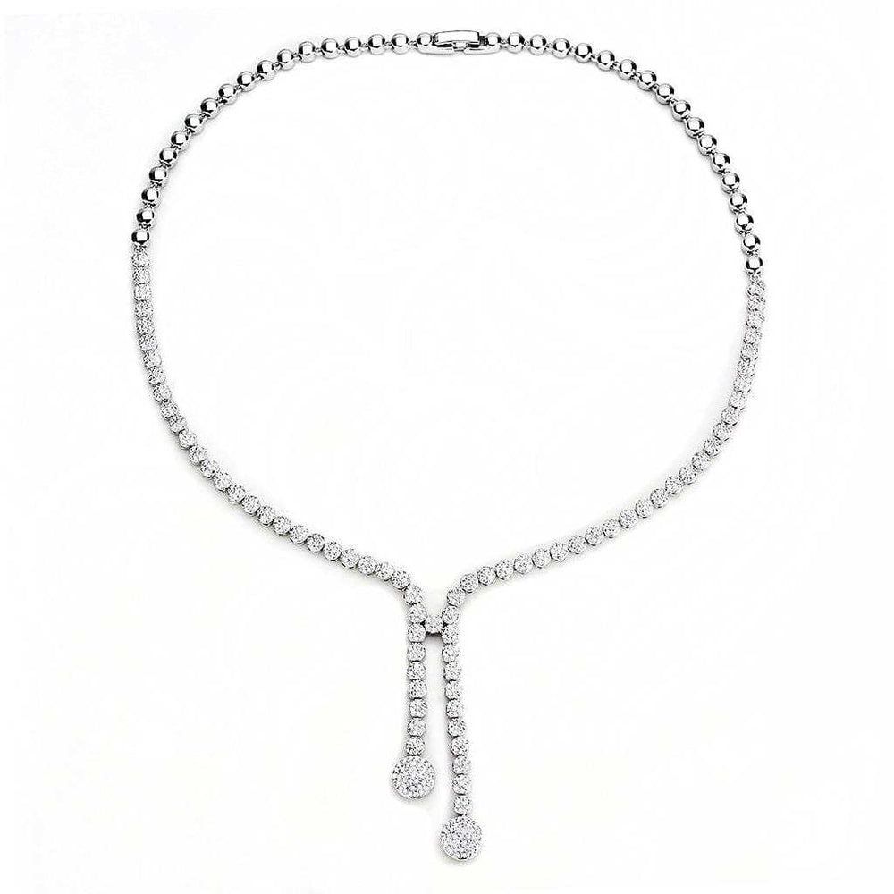 3W1428 - Rhodium Brass Jewelry Sets with AAA Grade CZ in Clear - Alamode - Flyclothing LLC