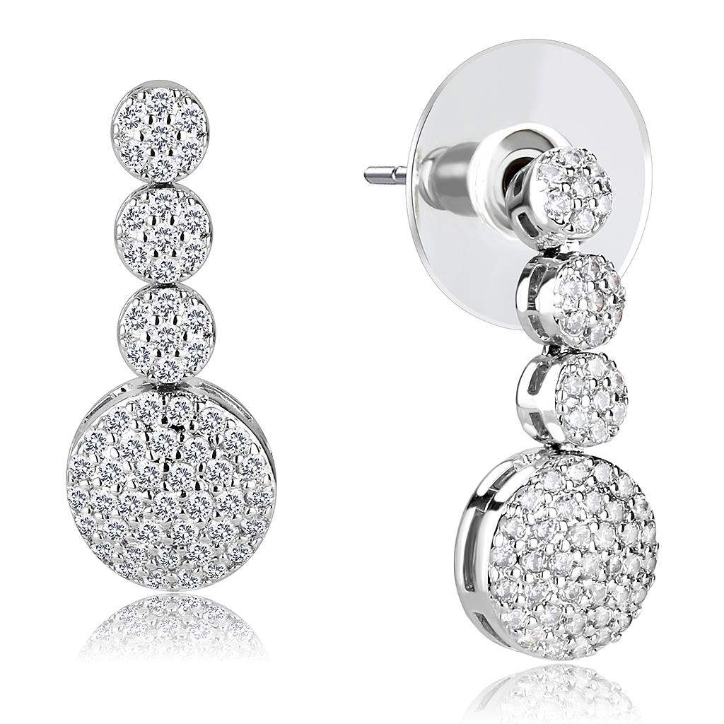 3W1428 - Rhodium Brass Jewelry Sets with AAA Grade CZ in Clear - Alamode - Flyclothing LLC