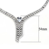 3W1434 - Rhodium Brass Jewelry Sets with AAA Grade CZ  in Clear - Alamode