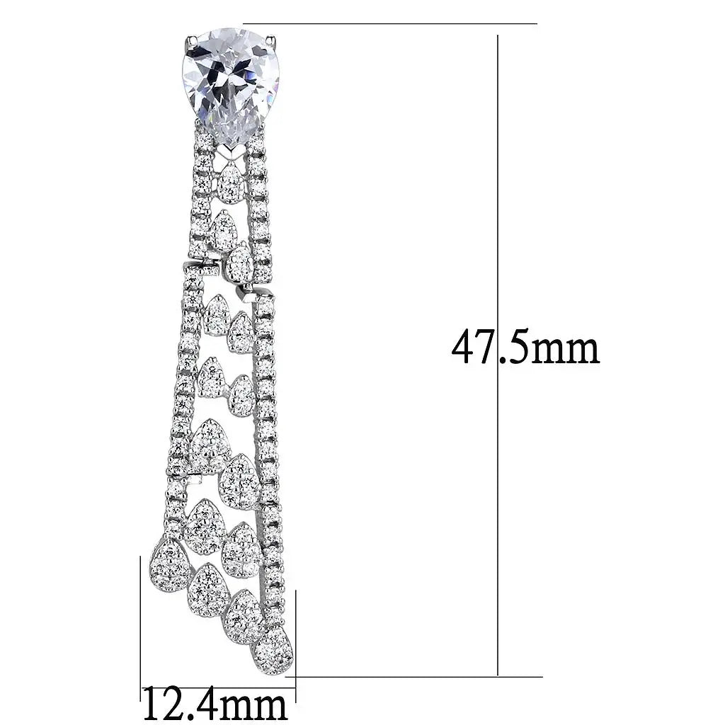 3W1434 - Rhodium Brass Jewelry Sets with AAA Grade CZ in Clear - Alamode - Flyclothing LLC
