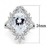 3W1435 - Rhodium Brass Ring with AAA Grade CZ  in Clear - Alamode