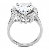 3W1435 - Rhodium Brass Ring with AAA Grade CZ  in Clear - Alamode